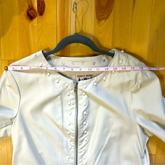 Point Zero Cream Leather Jacket with Studs - Picture 7 of 7
